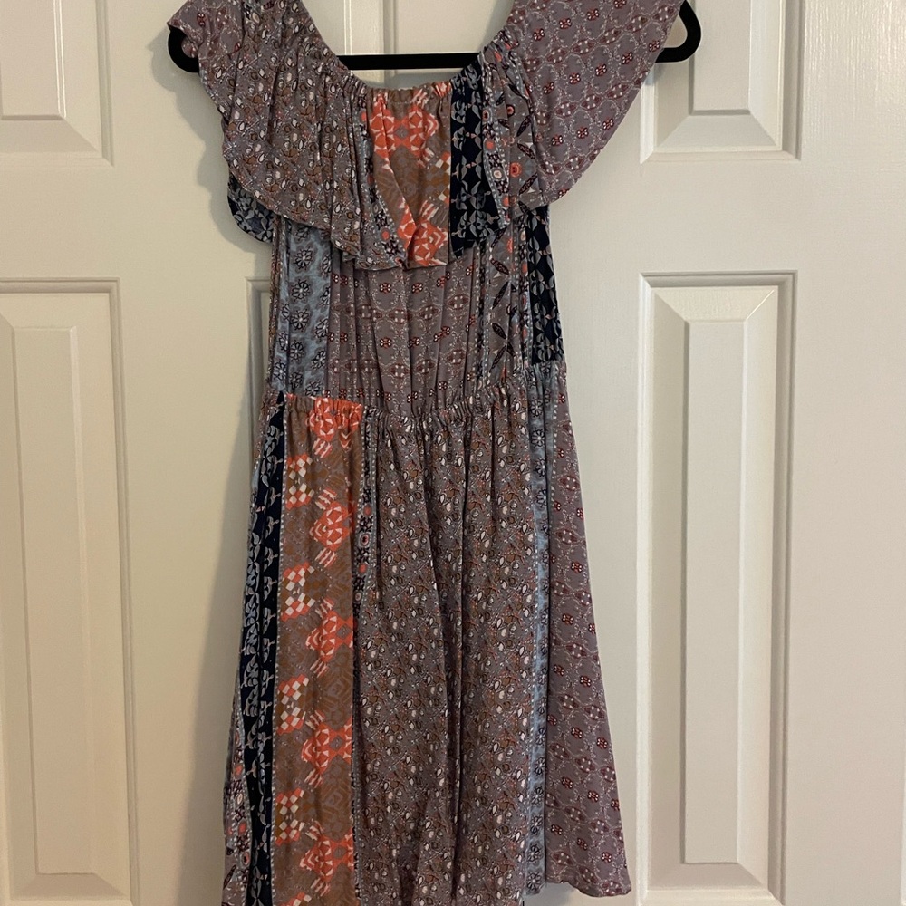 Floral Patchwork Off-Shoulder Dress